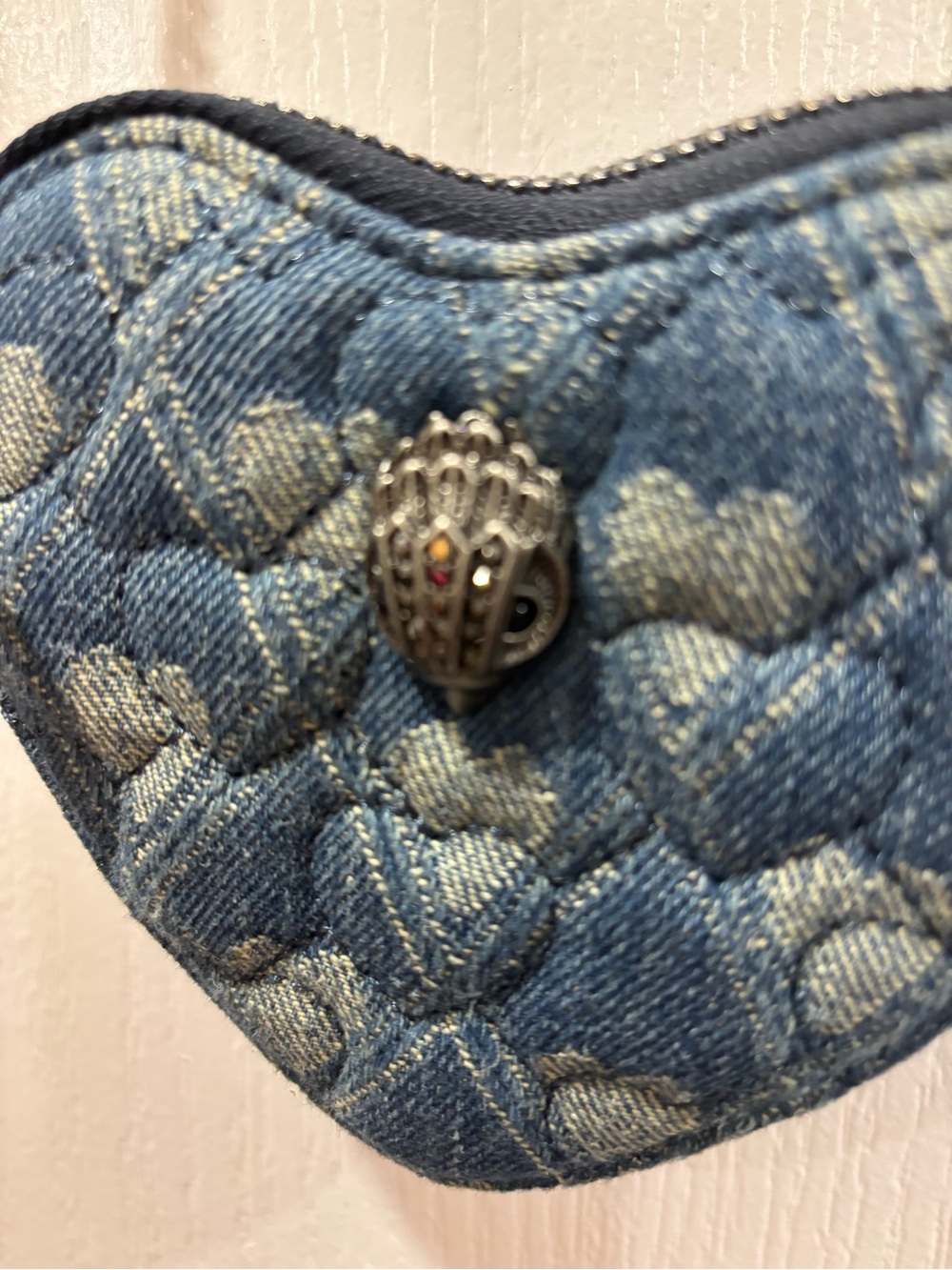 NWT authentic Kurt Geiger Denim Heart Quilted Mini Crossbody Bag - Blue - Picture 2 of 7